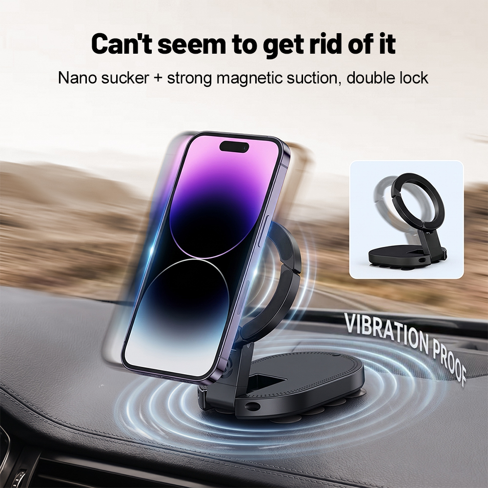 Travel Accessories In Car - 360° Rotation 3‑In‑1 Suction Cup Magnetic
