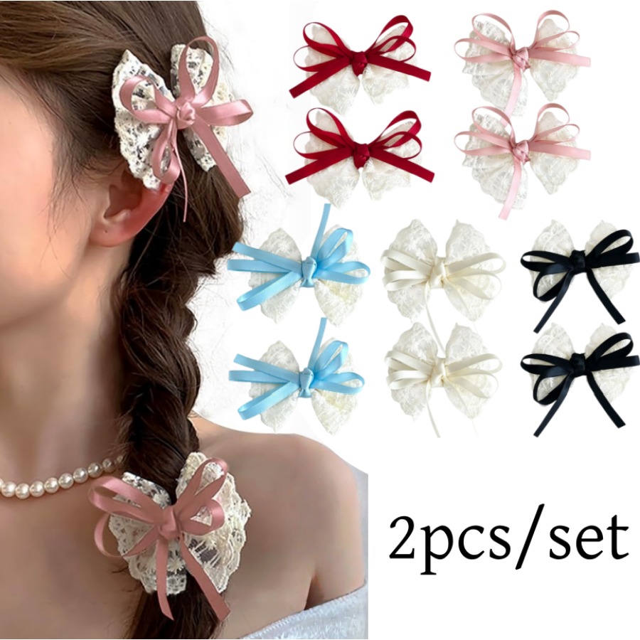2pcs/set Cute Lace Bow Hair Cl - đánh giá và giá Travel Accessories Kids
